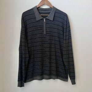 🆕 Ralph Lauren Wool 1/4 Zip Pullover - Gray & Black Striped